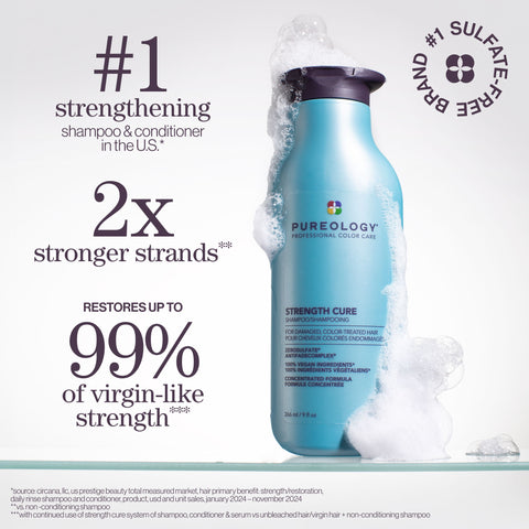 Strength Cure Shampoo and Conditioner Duo: Sulfate-Free Repairing Set for Damaged Hair